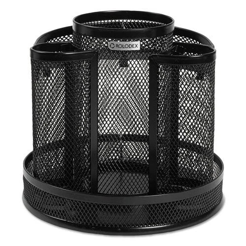 Rolodex Wire Mesh Spinning Desk Sorter, Black