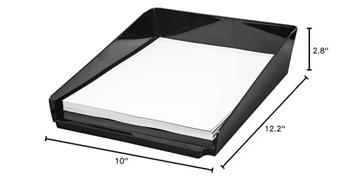Storex Modern Gloss Letter Tray, 10 X 2.8 X 12.2 Inches, Black, 1 Count