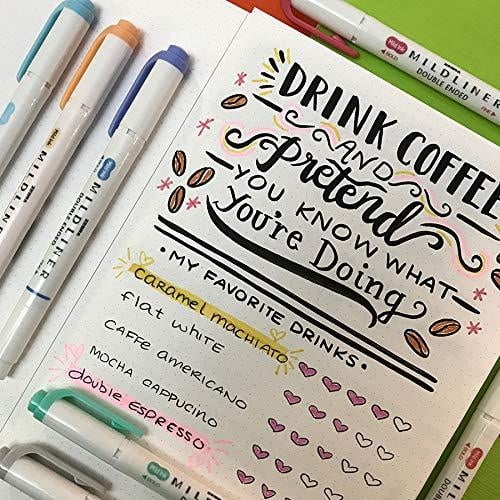 Zebra Pen Mildliner Double Ended Markers, Assorted Colors, Bold and Fine Point, 5 Count